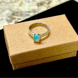 Genuine Opal & Diamond ring. Size 8.5.